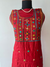 Load image into Gallery viewer, Lambani Tussar Unstitched Kurta - Red