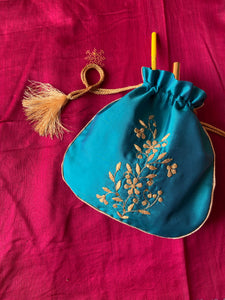 Silk Potli Tealish Blue