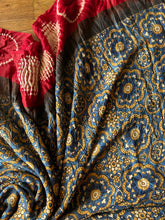 Load image into Gallery viewer, Shibori Ajrakh Fine Modal Silk Saree