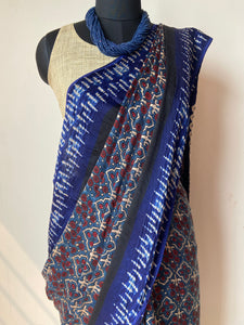 Shibori Ajrakh Fine Modal Silk Saree