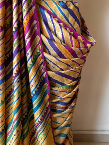 Lambani Embroidered Tussar Leheriya Saree