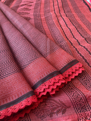 Kota Doria Crochet Lace Sarees