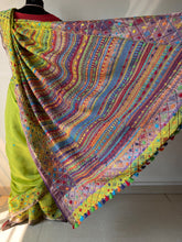 Load image into Gallery viewer, Lambani Embroidered Handwoven Maheshwari Silk-Cotton Saree.