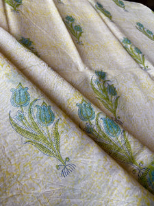 Block-Printed Silk-Cotton Saree