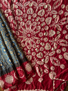 Shibori Ajrakh Fine Modal Silk Saree