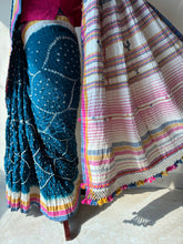 Load image into Gallery viewer, Bhujodi Bandhej Kala Cotton Saree