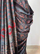 Load image into Gallery viewer, Ajrakh Mulberry Silk Saree