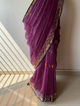 Load image into Gallery viewer, Lambani Embroidered Handwoven Maheshwari Silk-Cotton Saree.