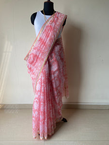 Block-Printed Silk-Cotton Saree