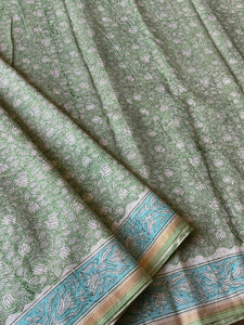 Block-Printed Silk-Cotton Saree