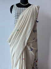 Load image into Gallery viewer, Handwoven Bhujodi Kala Cotton Saree