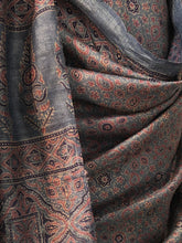 Load image into Gallery viewer, Ajrakh Tussar Silk Saree