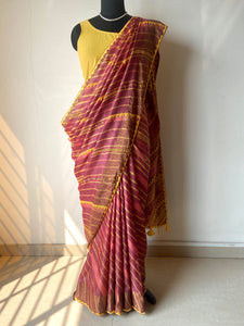 Lambani Embroidered Tussar Leheriya Saree