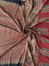 Load image into Gallery viewer, Ajrakh Mulberry Silk Saree