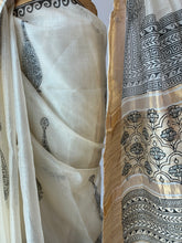 Load image into Gallery viewer, Cream Bagh Kosa Kota Weave Silk Saree