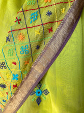 Load image into Gallery viewer, Lambani Embroidered Handwoven Maheshwari Silk-Cotton Saree.