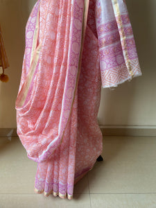 Block-Printed Silk-Cotton Saree