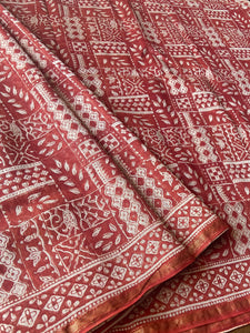 Block-Printed Natural Dye Silk-Cotton Saree