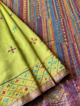 Load image into Gallery viewer, Lambani Embroidered Handwoven Maheshwari Silk-Cotton Saree.