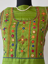 Load image into Gallery viewer, Lambani Tussar Unstitched Kurta - parrot green