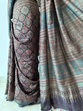 Load image into Gallery viewer, Ajrakh Desi Tussar Silk Saree