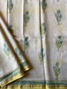 Block-Printed Silk-Cotton Saree