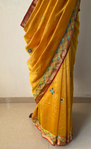 Lambani Embroidered Handwoven Maheshwari Silk-Cotton Saree.