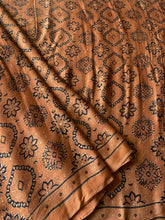 Load image into Gallery viewer, Ajrakh fine Modal Silk Lagdi Patta Saree
