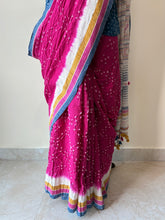 Load image into Gallery viewer, Bhujodi Bandhej Kala Cotton Saree