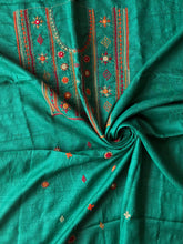 Load image into Gallery viewer, Lambani Tussar Unstitched Kurta - Tealish dark green