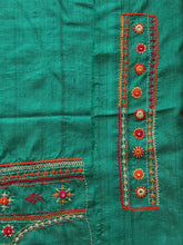 Load image into Gallery viewer, Lambani Tussar Unstitched Kurta - Tealish dark green