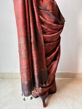 Load image into Gallery viewer, Ajrakh Tussar Silk Saree