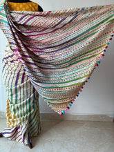 Load image into Gallery viewer, Lambani Embroidered Tussar Leheriya Saree