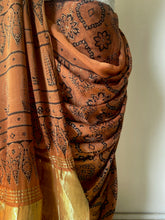 Load image into Gallery viewer, Ajrakh fine Modal Silk Lagdi Patta Saree
