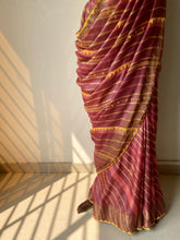 Load image into Gallery viewer, Lambani Embroidered Tussar Leheriya Saree