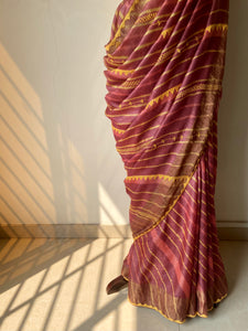 Lambani Embroidered Tussar Leheriya Saree