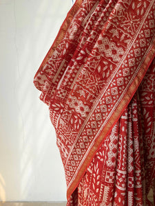 Block-Printed Natural Dye Silk-Cotton Saree