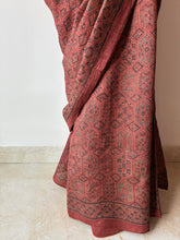 Load image into Gallery viewer, Ajrakh Tussar Silk Saree