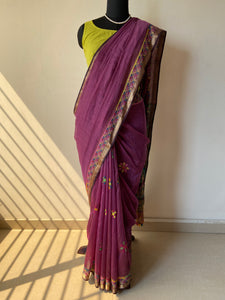 Lambani Embroidered Handwoven Maheshwari Silk-Cotton Saree.