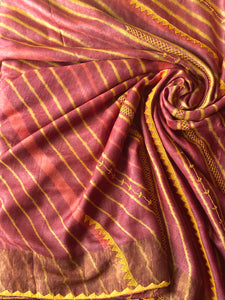 Lambani Embroidered Tussar Leheriya Saree