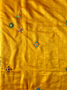 Lambani Embroidered Handwoven Maheshwari Silk-Cotton Saree.