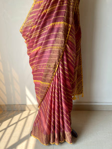 Lambani Embroidered Tussar Leheriya Saree