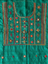 Load image into Gallery viewer, Lambani Tussar Unstitched Kurta - Tealish dark green