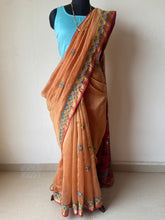 Load image into Gallery viewer, Lambani Embroidered Handwoven Maheshwari Silk-Cotton Saree.