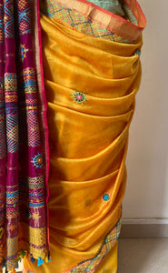 Lambani Embroidered Handwoven Maheshwari Silk-Cotton Saree.