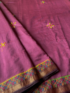 Lambani Embroidered Handwoven Maheshwari Silk-Cotton Saree.