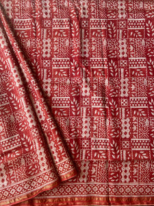 Block-Printed Natural Dye Silk-Cotton Saree