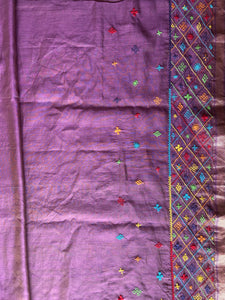 Lambani Embroidered Handwoven Maheshwari Silk-Cotton Saree.