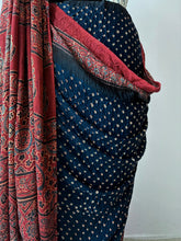 Load image into Gallery viewer, Ajrakh Bandhej fine Modal Silk Saree