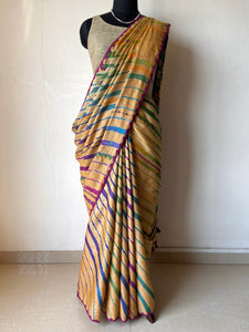 Lambani Embroidered Tussar Leheriya Saree